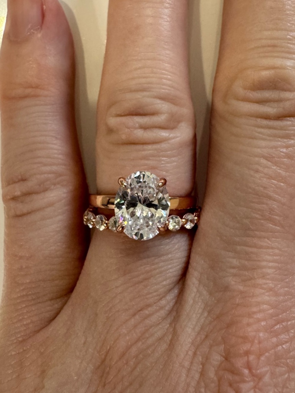 Rose Gold Vermeil 3ct Ring and Full Eternity Band